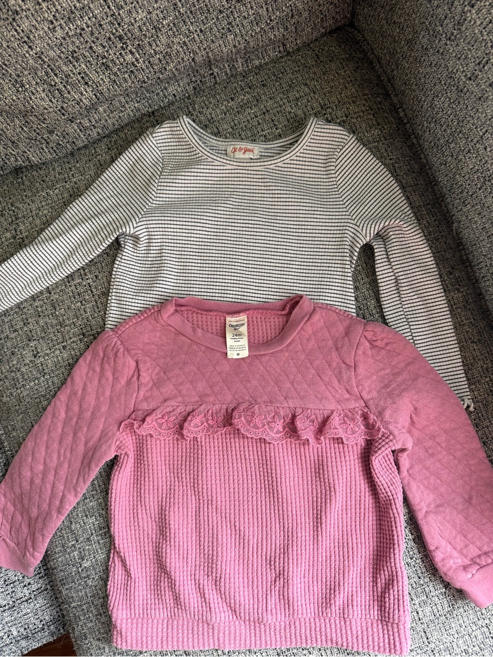 OshKosh B'gosh Pink Quilted & Ruffled Long Sleeve Top